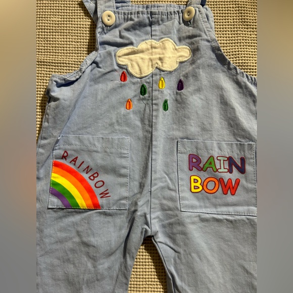 Light blue rainbow overalls 12 months - Picture 3 of 9